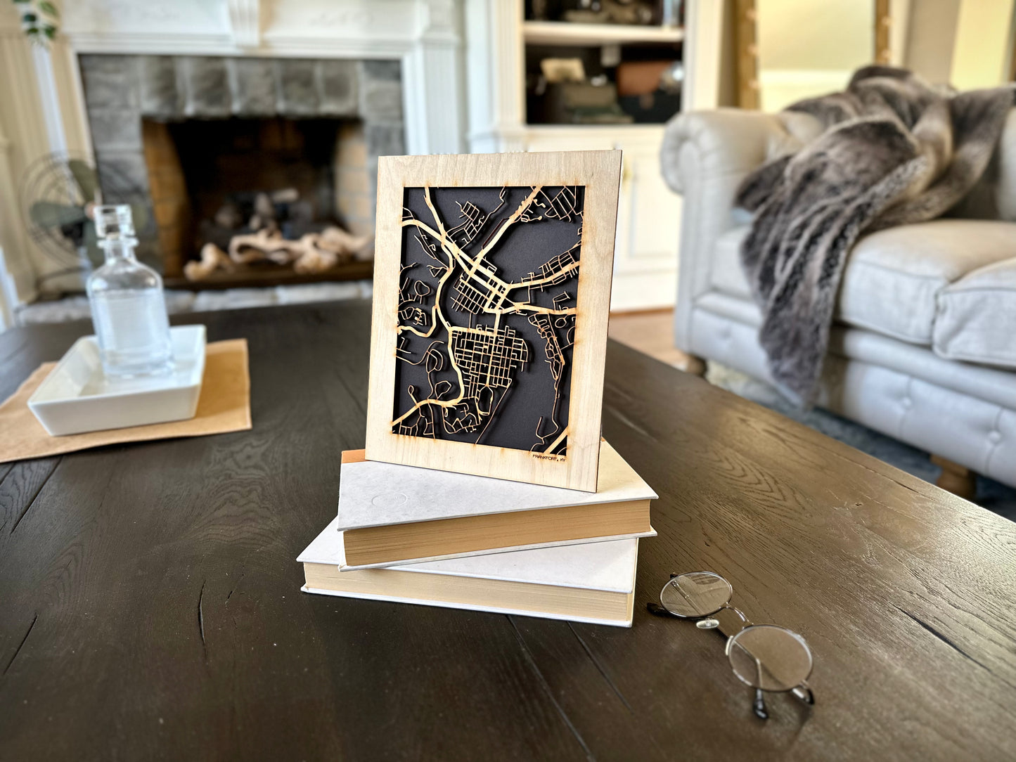 Frankfort, KY City Street Map | Modern Wood Wall Art in a Minimalist design. 2 sizes