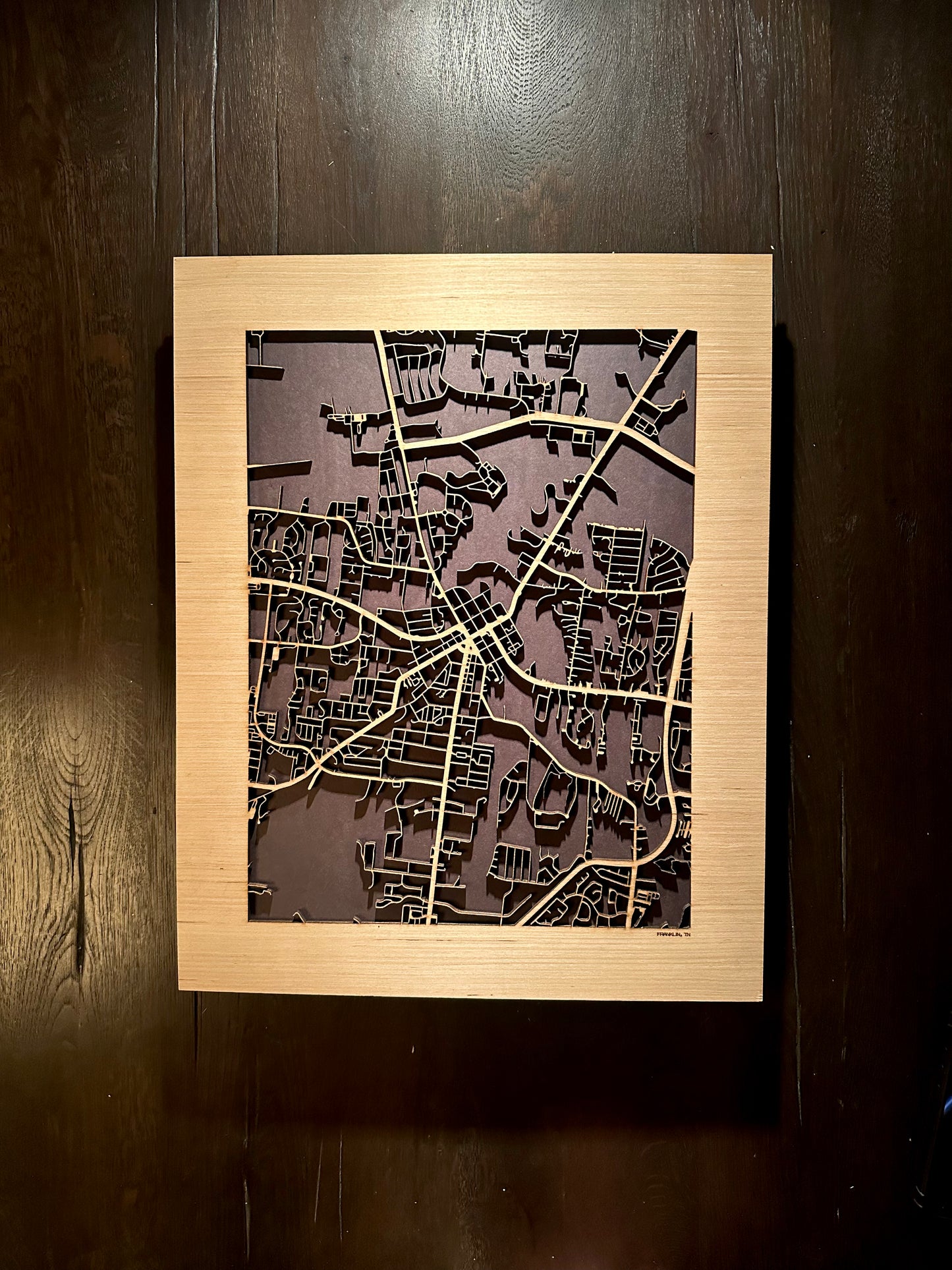 Franklin, TN City Street Map | Modern Wood Wall Art in a Minimalist design. 2 sizes