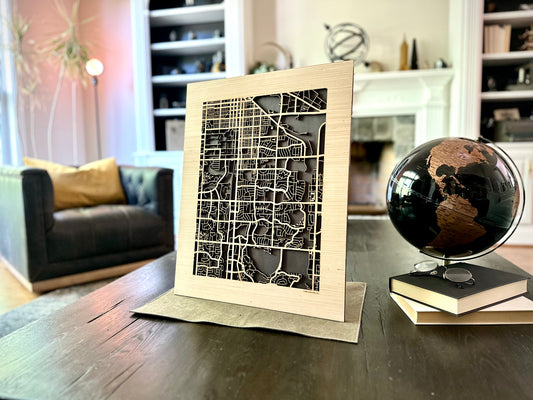 Fort Collins, CO City Street Map | Modern Wood Wall Art in a Minimalist design. 2 sizes