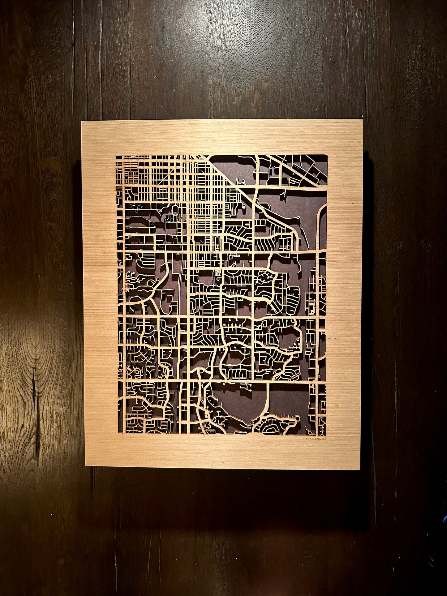 Fort Collins, CO City Street Map | Modern Wood Wall Art in a Minimalist design. 2 sizes