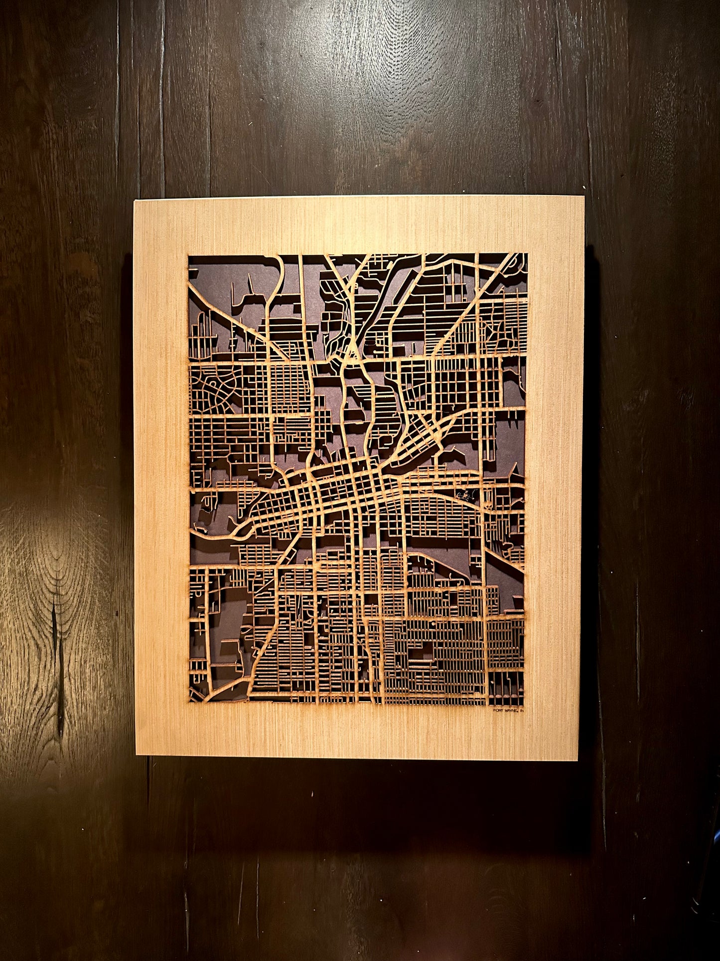 Fort Wayne, IN City Street Map | Modern Wood Wall Art in a Minimalist design. 2 sizes
