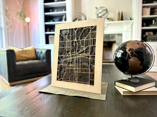 Fort Wayne, IN City Street Map | Modern Wood Wall Art in a Minimalist design. 2 sizes