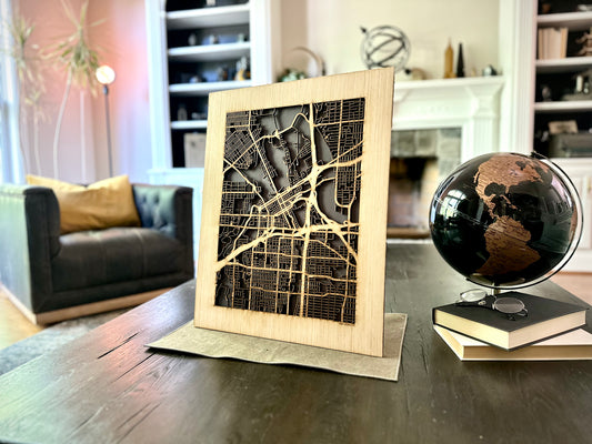 Fort Worth, TX City Street Map | Modern Wood Wall Art in a Minimalist design. 2 sizes