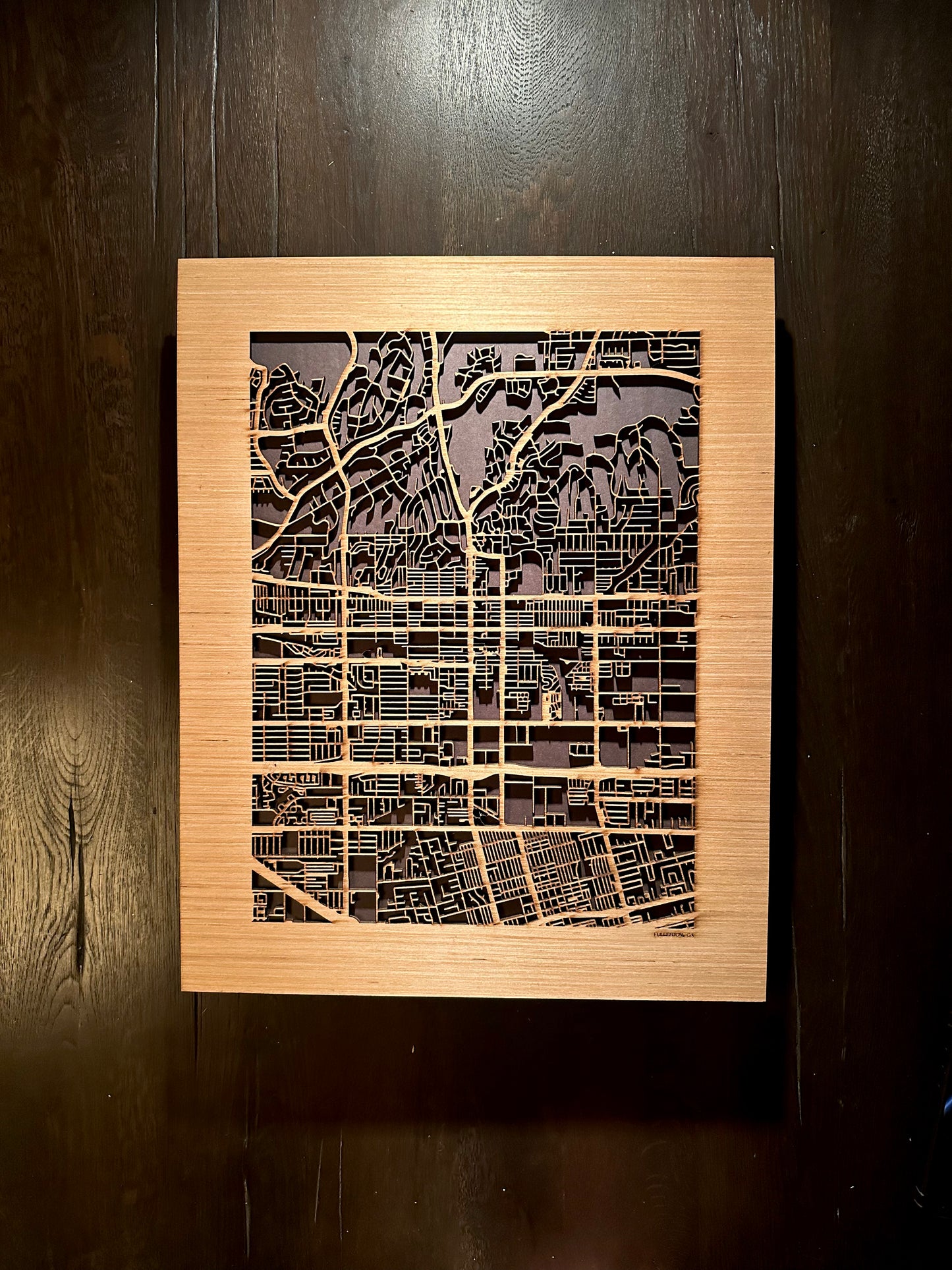 Fullerton, CA City Street Map | Modern Wood Wall Art in a Minimalist design. 2 sizes