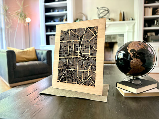 Garland, TX City Street Map | Modern Wood Wall Art in a Minimalist design. 2 sizes