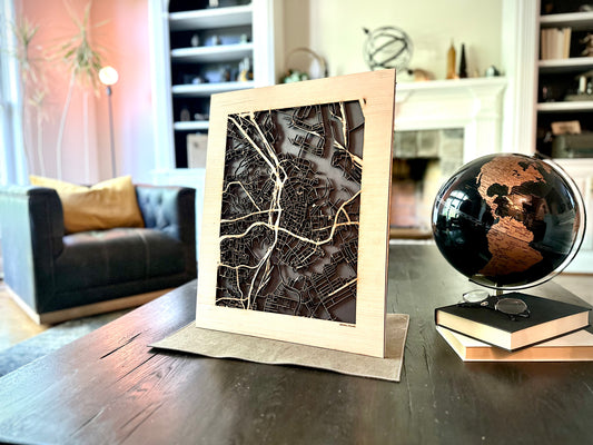 Gdansk, Poland City Street Map | Modern Wood Wall Art in a Minimalist design. 2 sizes