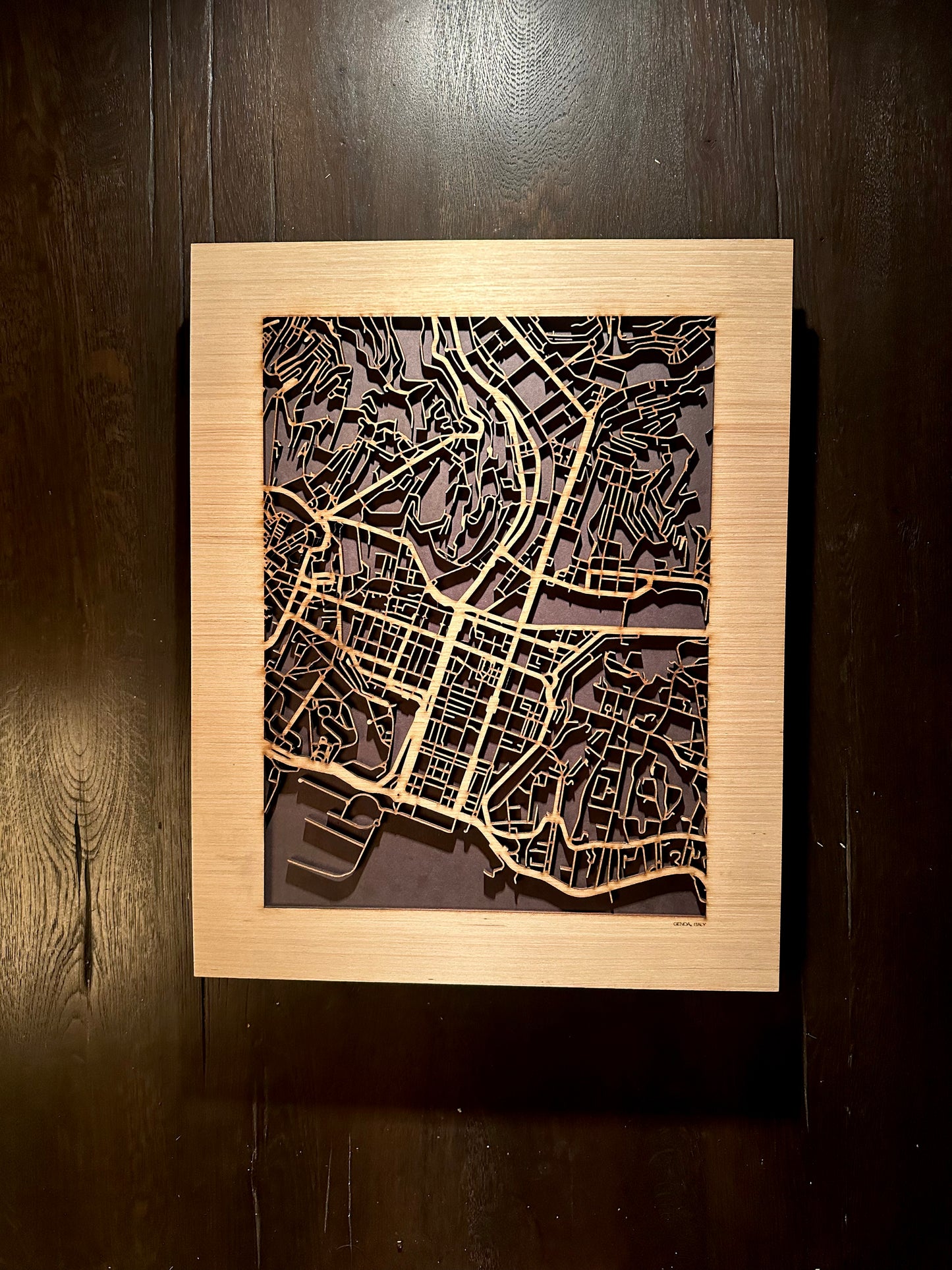 Genoa, Italy City Street Map | Modern Wood Wall Art in a Minimalist design. 2 sizes