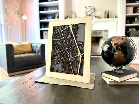 Gilroy, CA City Street Map | Modern Wood Wall Art in a Minimalist design. 2 sizes