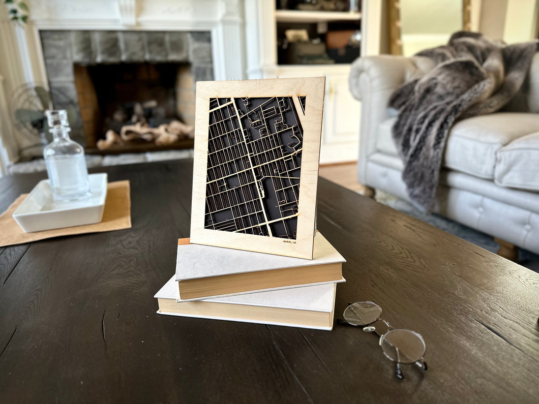 Gilroy, CA City Street Map | Modern Wood Wall Art in a Minimalist design. 2 sizes