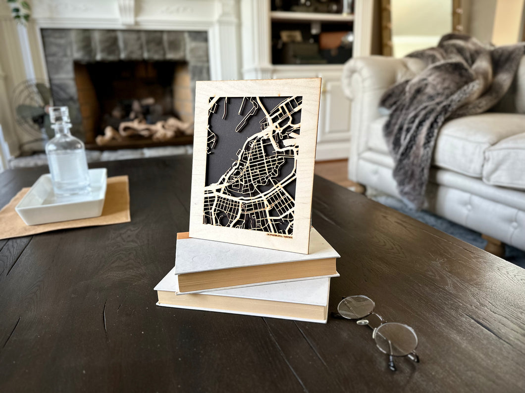 Gothenburg, Sweden City Street Map | Modern Wood Wall Art in a Minimalist design. 2 sizes