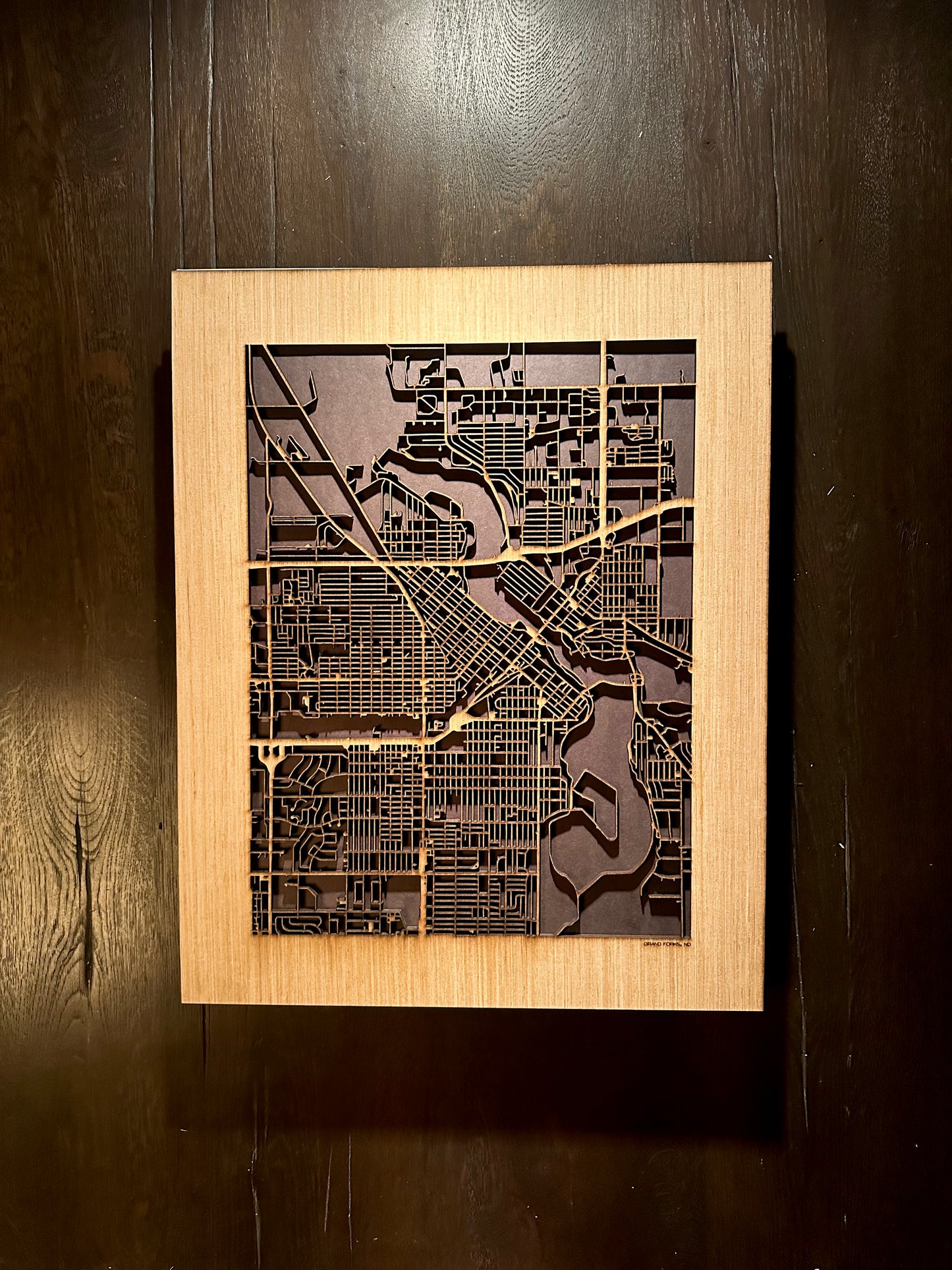 Grand Forks, ND City Street Map | Modern Wood Wall Art in a Minimalist design. 2 sizes