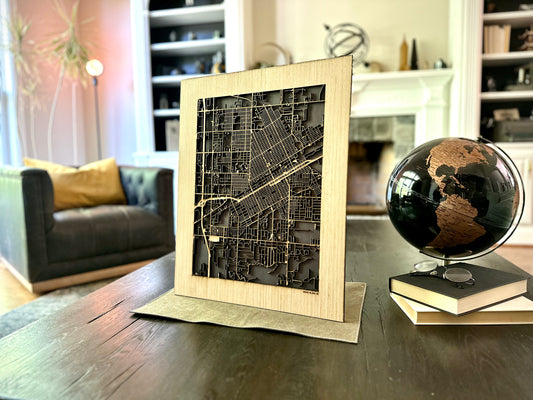 Grand Island, NE City Street Map | Modern Wood Wall Art in a Minimalist design. 2 sizes