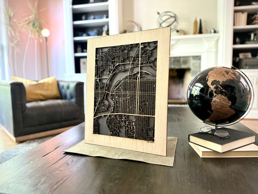 Great Falls, MT City Street Map | Modern Wood Wall Art in a Minimalist design. 2 sizes