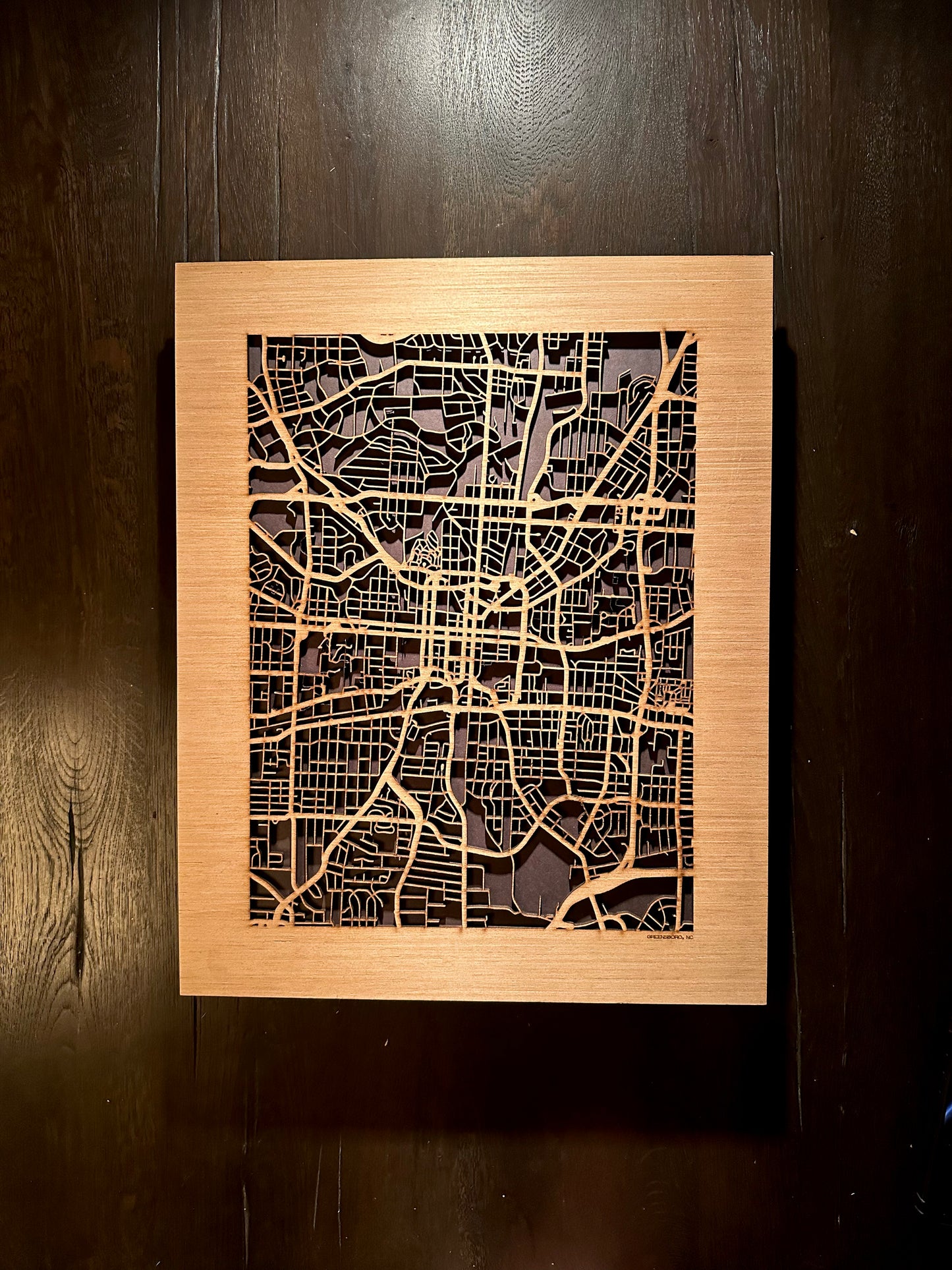Greensboro, NC City Street Map | Modern Wood Wall Art in a Minimalist design. 2 sizes