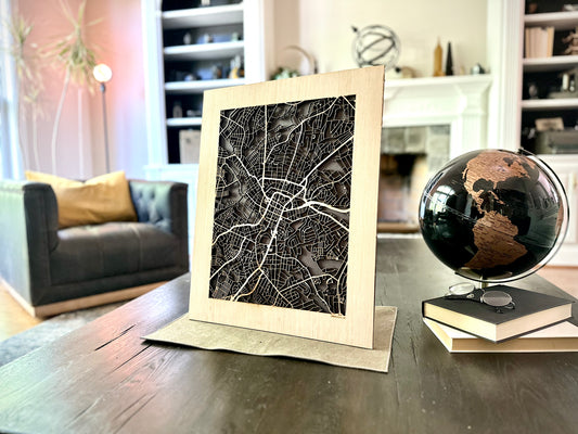 Greenville, SC City Street Map | Modern Wood Wall Art in a Minimalist design. 2 sizes