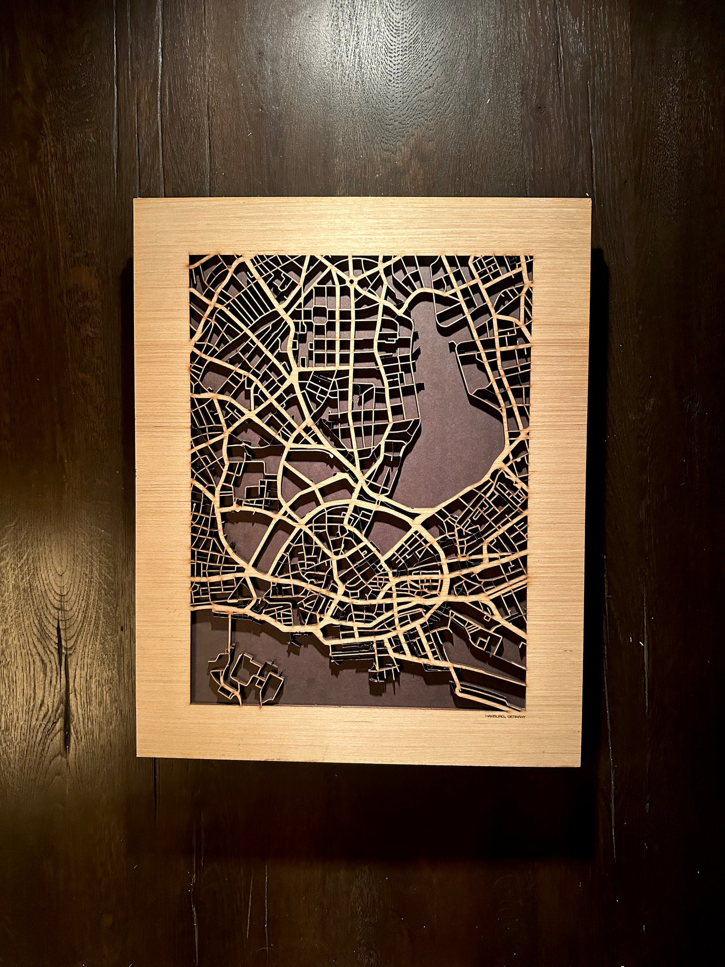 Hamburg, Germany City Street Map | Modern Wood Wall Art in a Minimalist design. 2 sizes