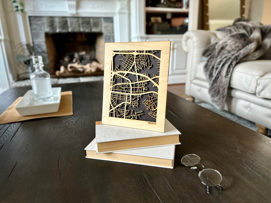 Hampton, VA City Street Map | Modern Wood Wall Art in a Minimalist design. 2 sizes