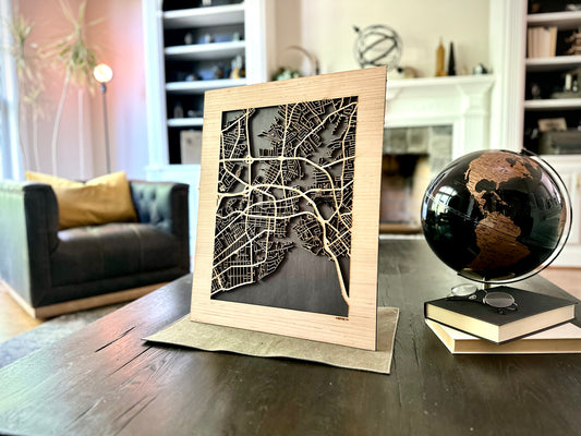 Hampton, VA City Street Map | Modern Wood Wall Art in a Minimalist design. 2 sizes