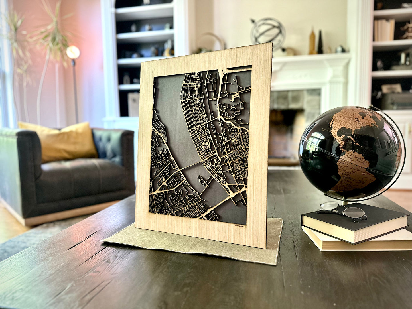 Harrisburg, PA City Street Map | Modern Wood Wall Art in a Minimalist design. 2 sizes