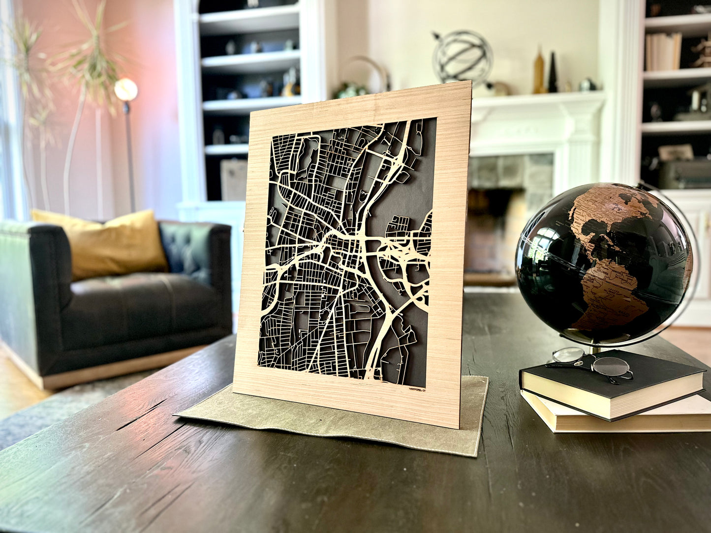 Hartford, CT City Street Map | Modern Wood Wall Art in a Minimalist design. 2 sizes