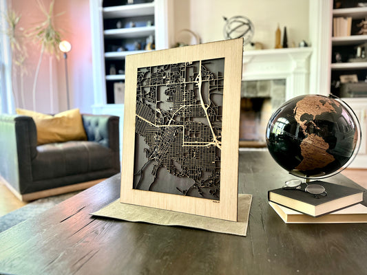 Helena, MT City Street Map | Modern Wood Wall Art in a Minimalist design. 2 sizes