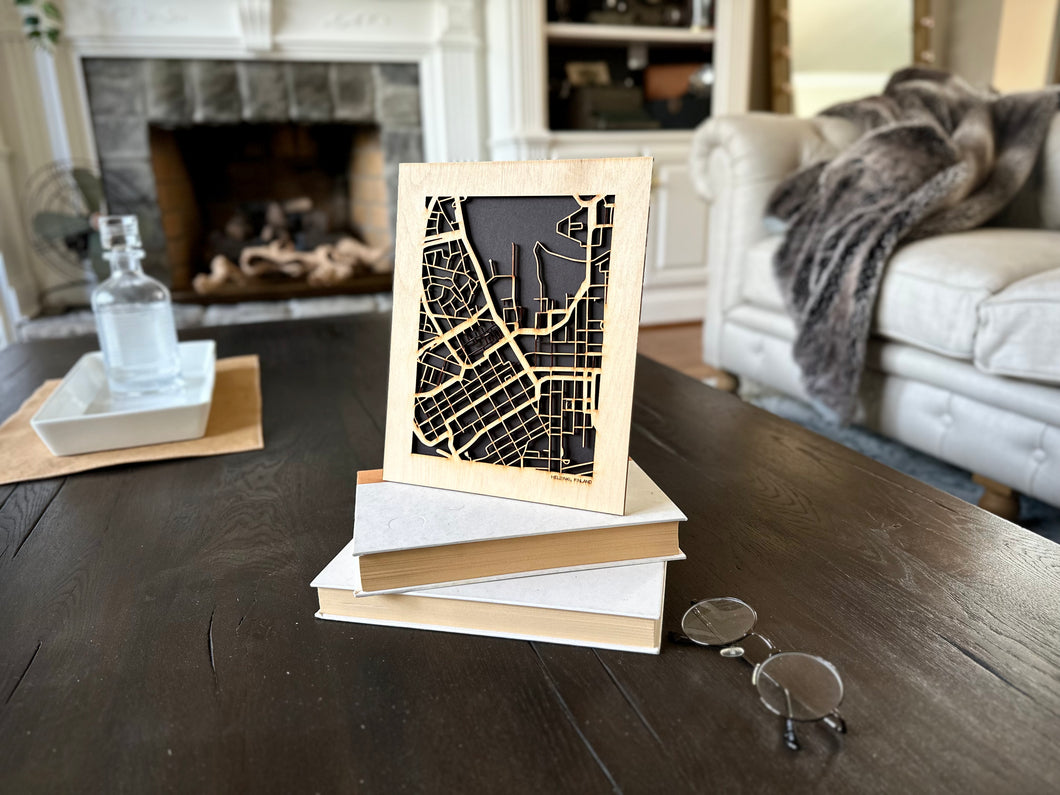 Helsinki, Finland City Street Map | Modern Wood Wall Art in a Minimalist design. 2 sizes