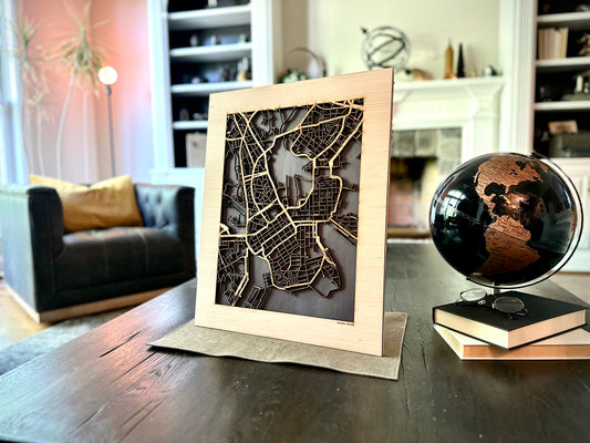 Helsinki, Finland City Street Map | Modern Wood Wall Art in a Minimalist design. 2 sizes