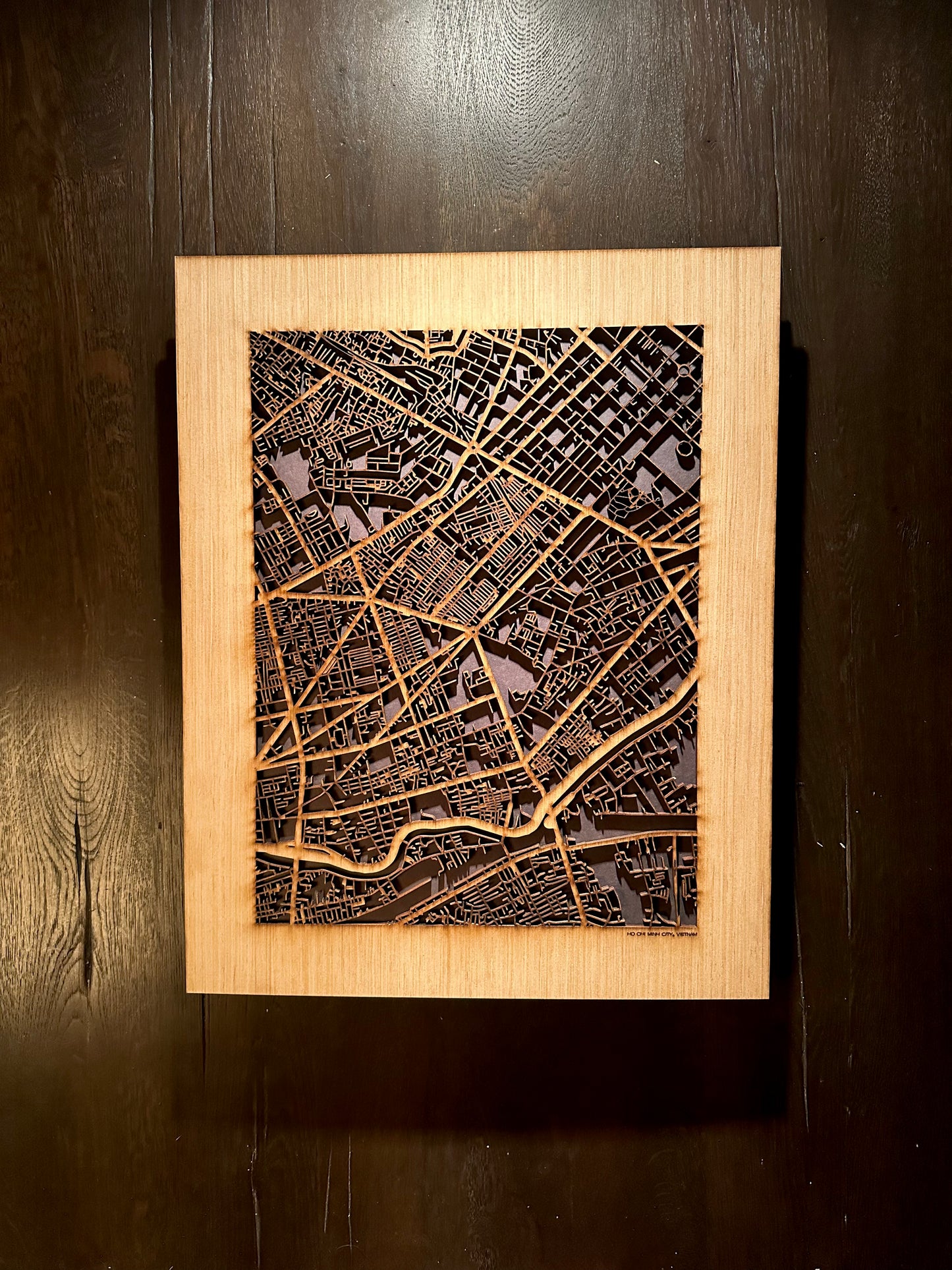 Ho Chi Minh City, Vietnam City Street Map | Modern Wood Wall Art in a Minimalist design. 2 sizes