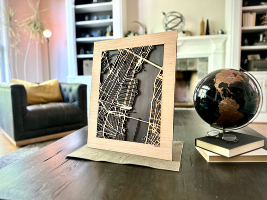 Hoboken, NJ City Street Map | Modern Wood Wall Art in a Minimalist design. 2 sizes