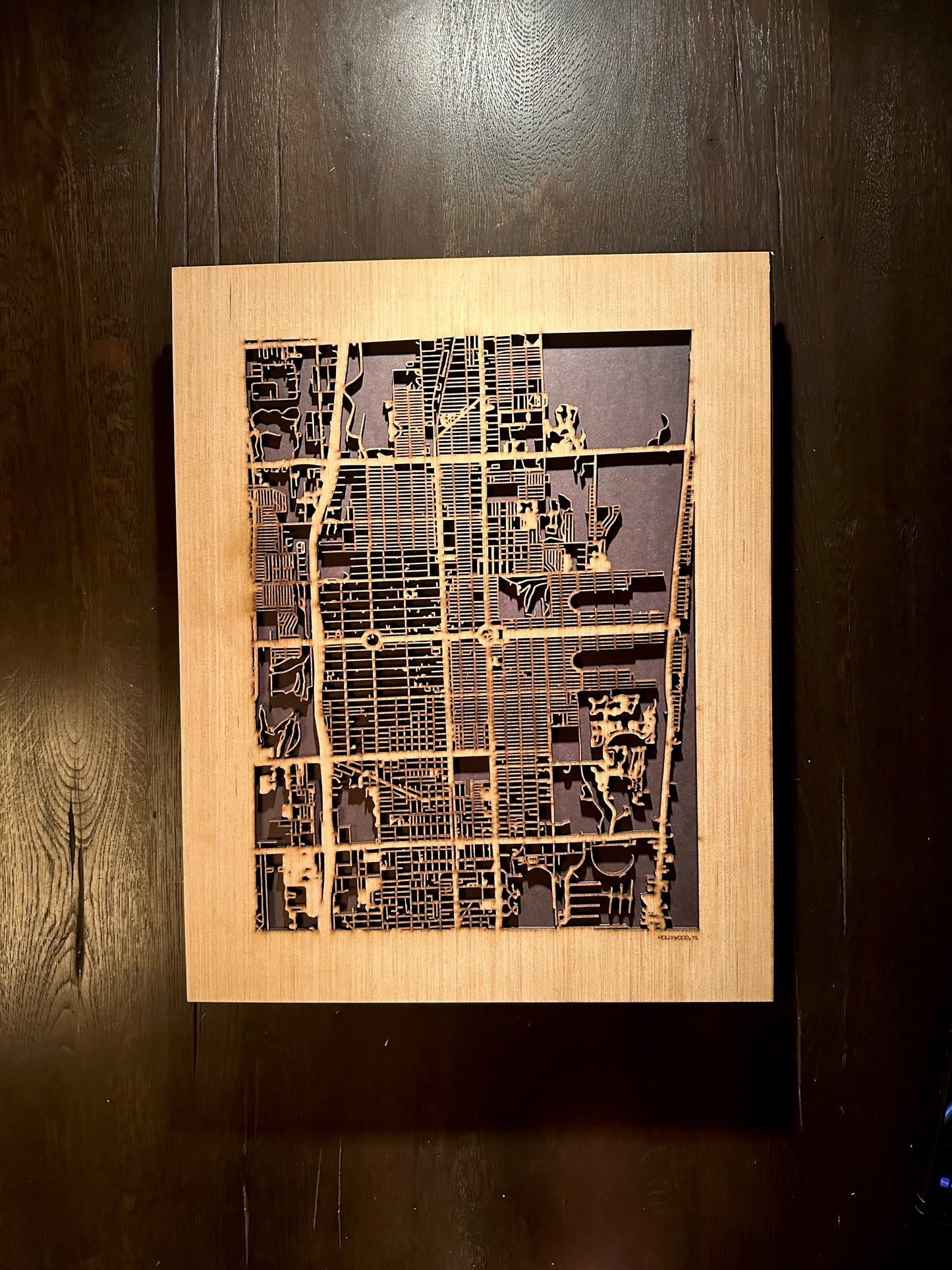 Hollywood, FL City Street Map | Modern Wood Wall Art in a Minimalist design. 2 sizes
