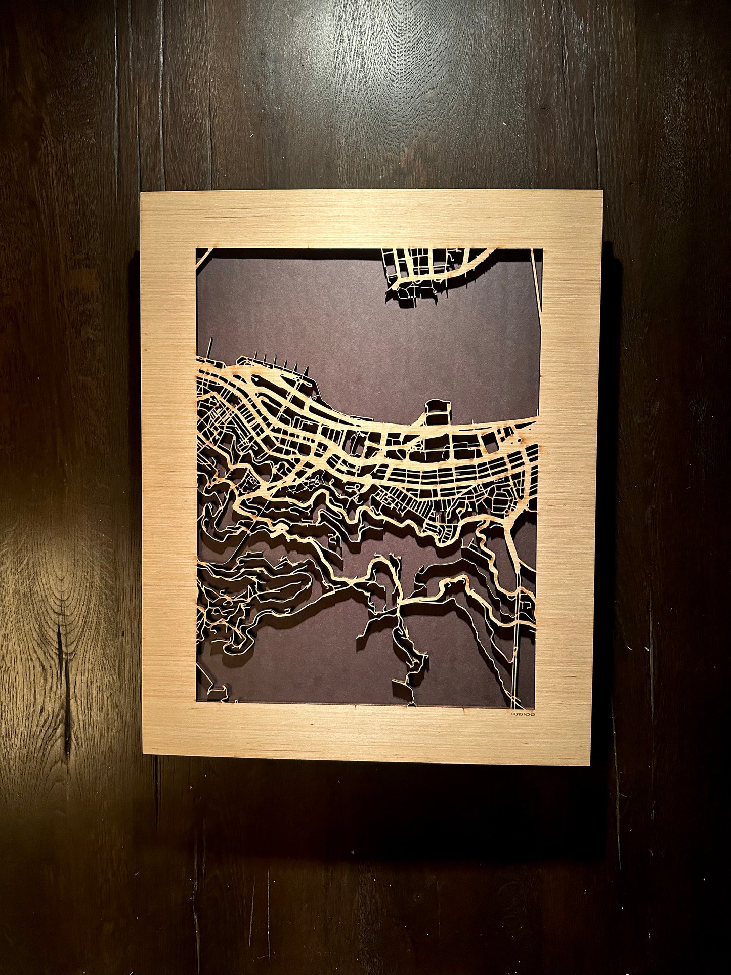 Hong Kong City Street Map | Modern Wood Wall Art in a Minimalist design. 2 sizes