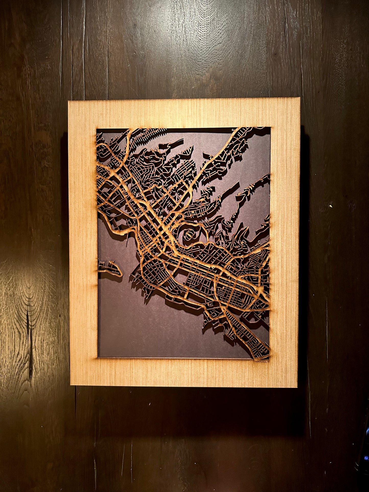 Honolulu, HI City Street Map | Modern Wood Wall Art in a Minimalist design. 2 sizes