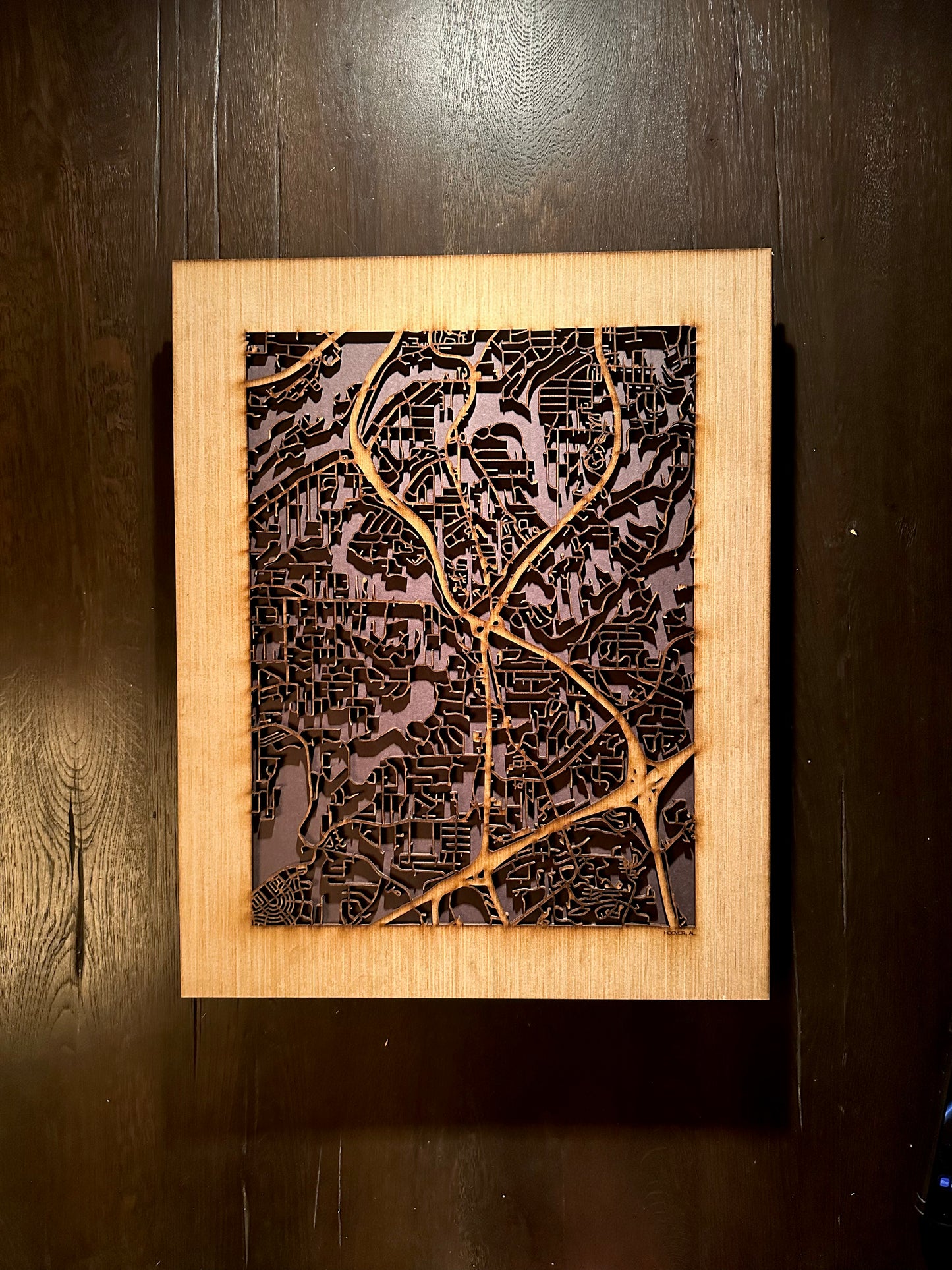 Hoover, AL City Street Map | Modern Wood Wall Art in a Minimalist design. 2 sizes