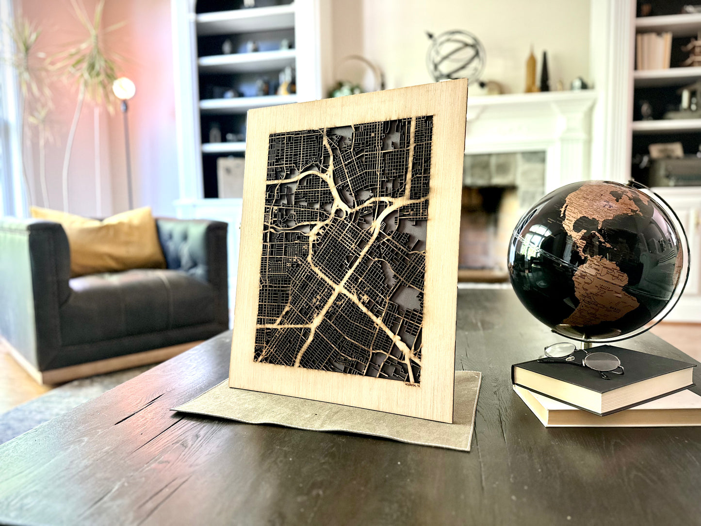 Houston, TX City Street Map | Modern Wood Wall Art in a Minimalist design. 3 sizes
