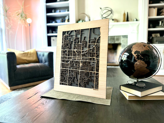 Independence, MO City Street Map | Modern Wood Wall Art in a Minimalist design. 2 sizes
