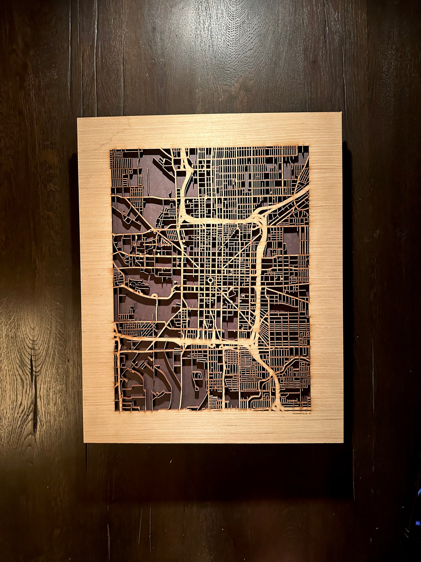 Indianapolis, IN City Street Map | Modern Wood Wall Art in a Minimalist design. 3 sizes