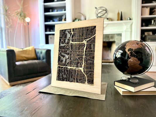 Indianapolis, IN City Street Map | Modern Wood Wall Art in a Minimalist design. 3 sizes