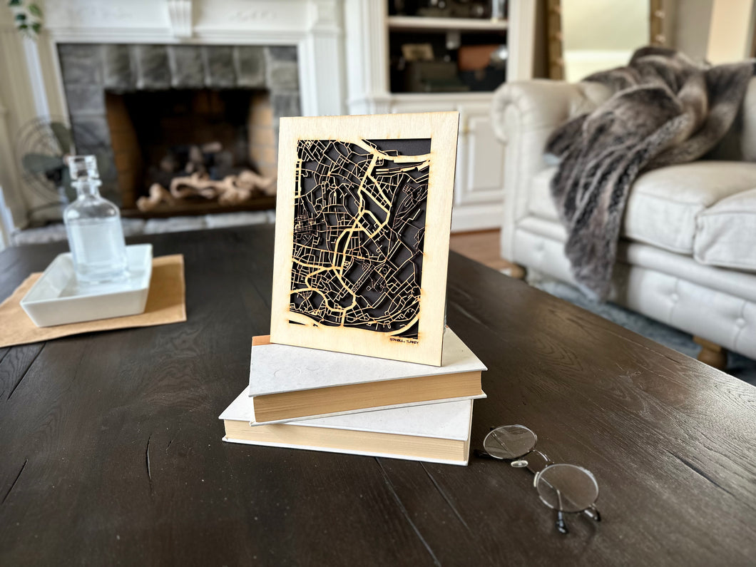 Istanbul, Turkey City Street Map | Modern Wood Wall Art in a Minimalist design. 2 sizes