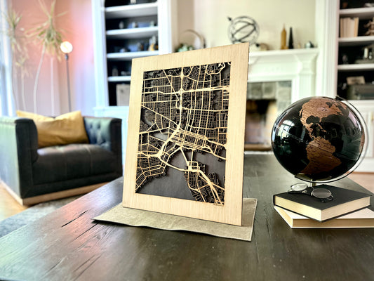 Jacksonville, FL City Street Map | Modern Wood Wall Art in a Minimalist design. 2 sizes