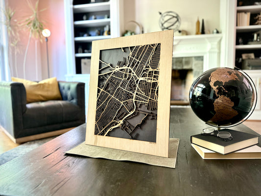 Jersey City, NJ City Street Map | Modern Wood Wall Art in a Minimalist design. 2 sizes