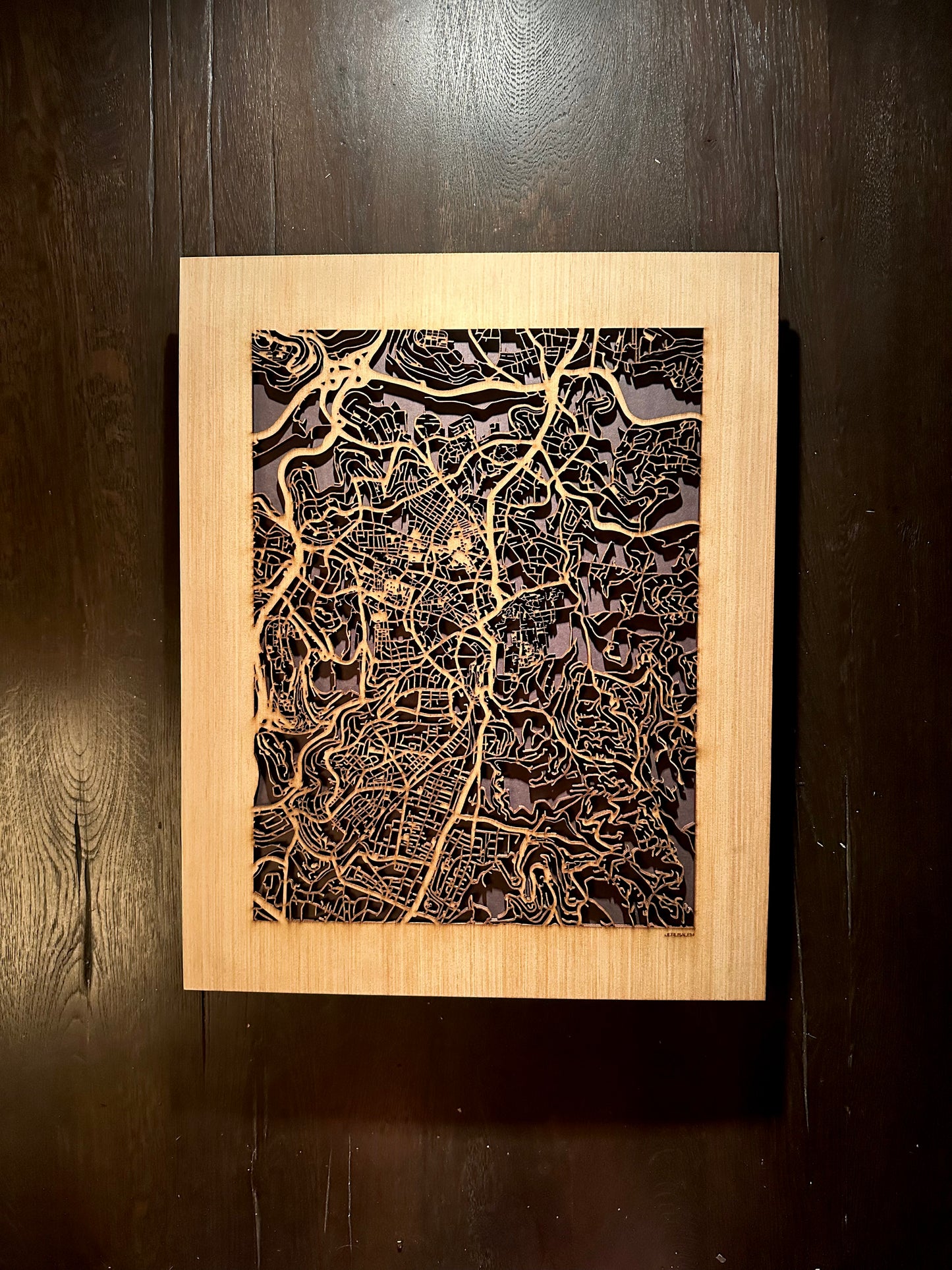 Jerusalem City Street Map | Modern Wood Wall Art in a Minimalist design. 2 sizes