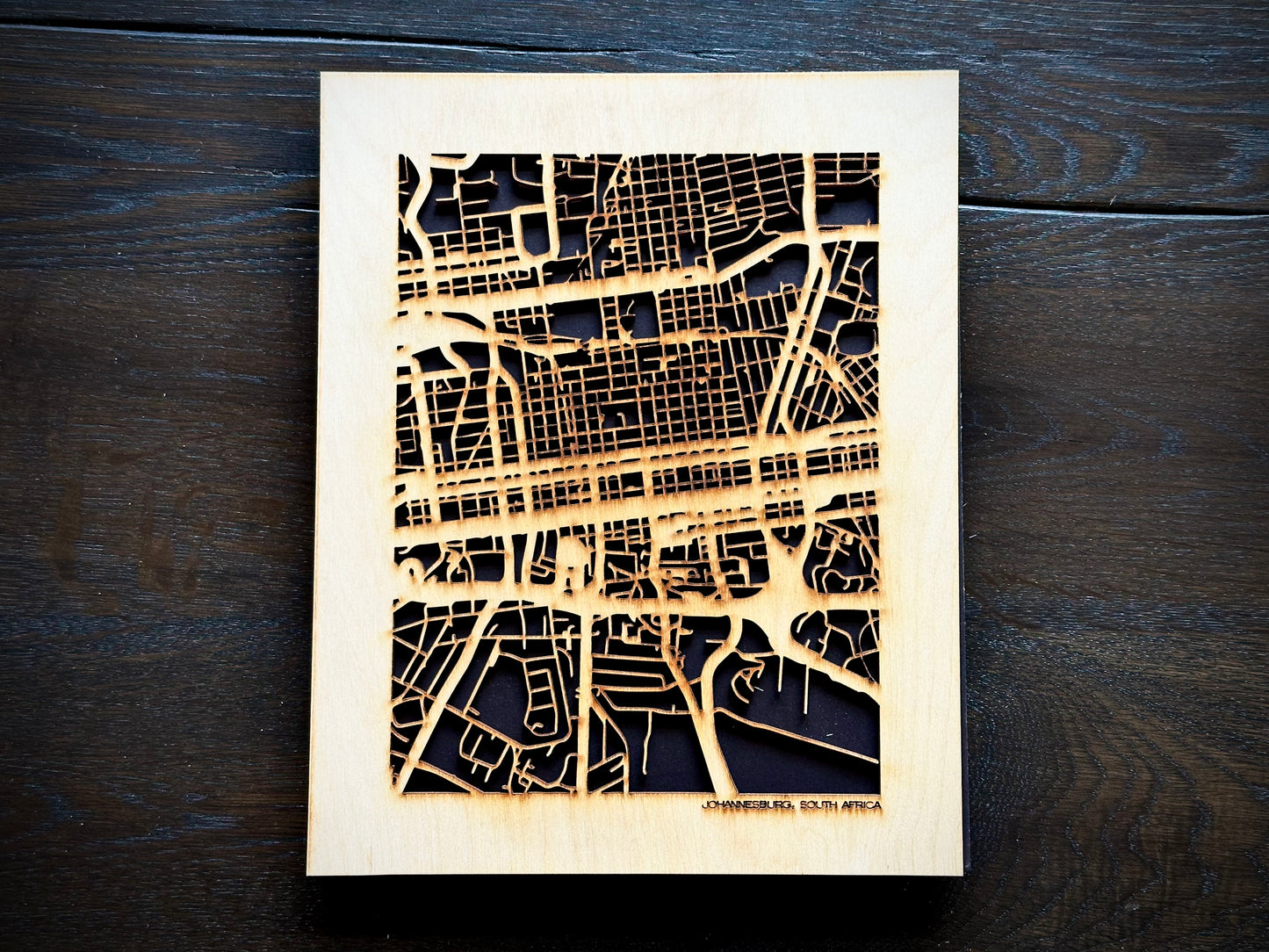 Johannesburg, South Africa City Street Map | Modern Wood Wall Art in a Minimalist design. 2 sizes