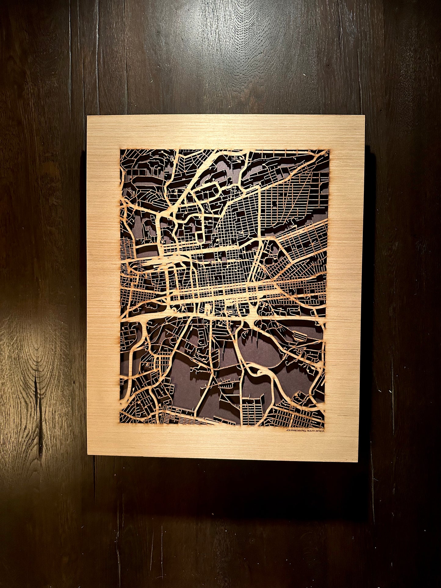Johannesburg, South Africa City Street Map | Modern Wood Wall Art in a Minimalist design. 2 sizes
