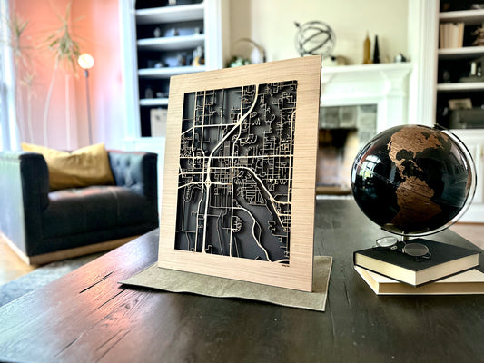 Kent, WA City Street Map | Modern Wood Wall Art in a Minimalist design. 2 sizes