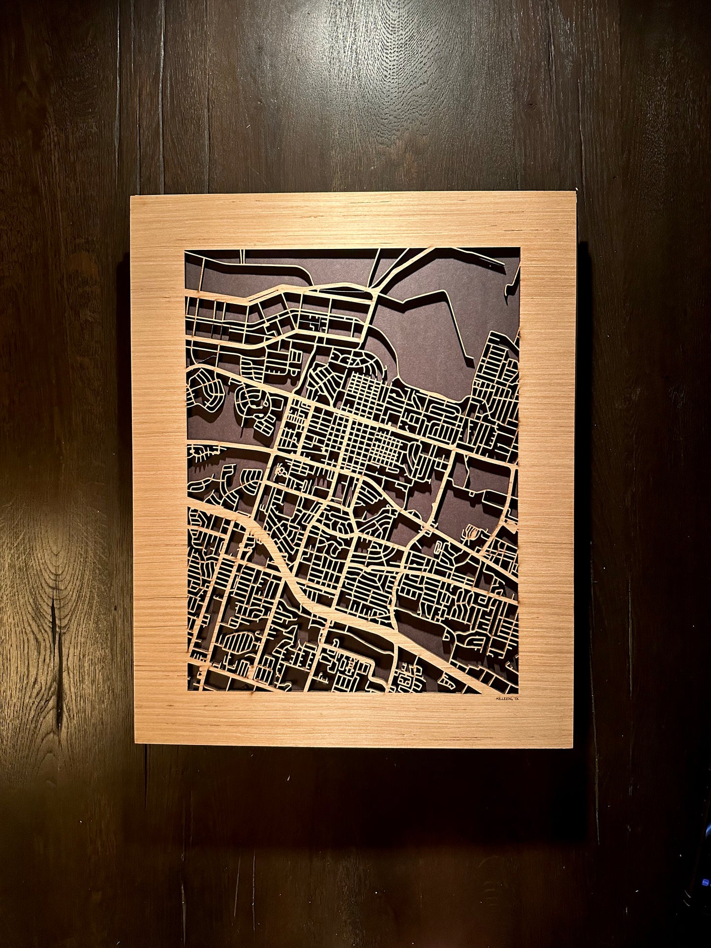 Killeen, TX City Street Map | Modern Wood Wall Art in a Minimalist design. 2 sizes