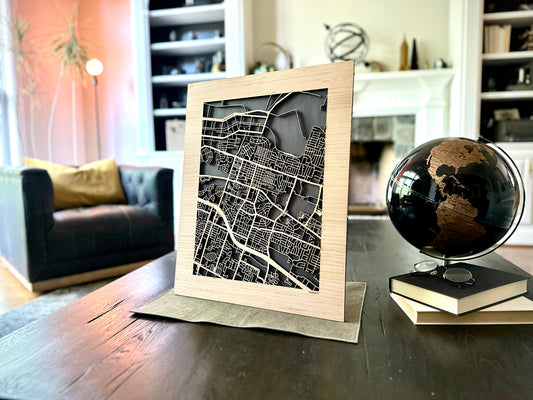 Killeen, TX City Street Map | Modern Wood Wall Art in a Minimalist design. 2 sizes