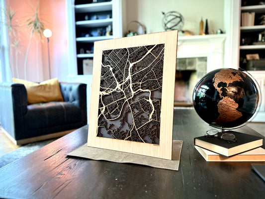 Knoxville, TN City Street Map | Modern Wood Wall Art in a Minimalist design. 3 sizes