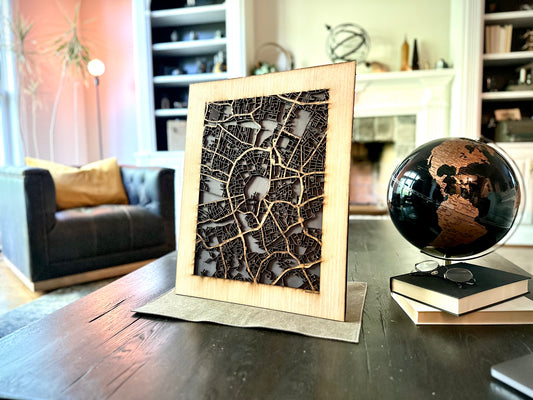 Krakow, Poland City Street Map | Modern Wood Wall Art in a Minimalist design. 2 sizes
