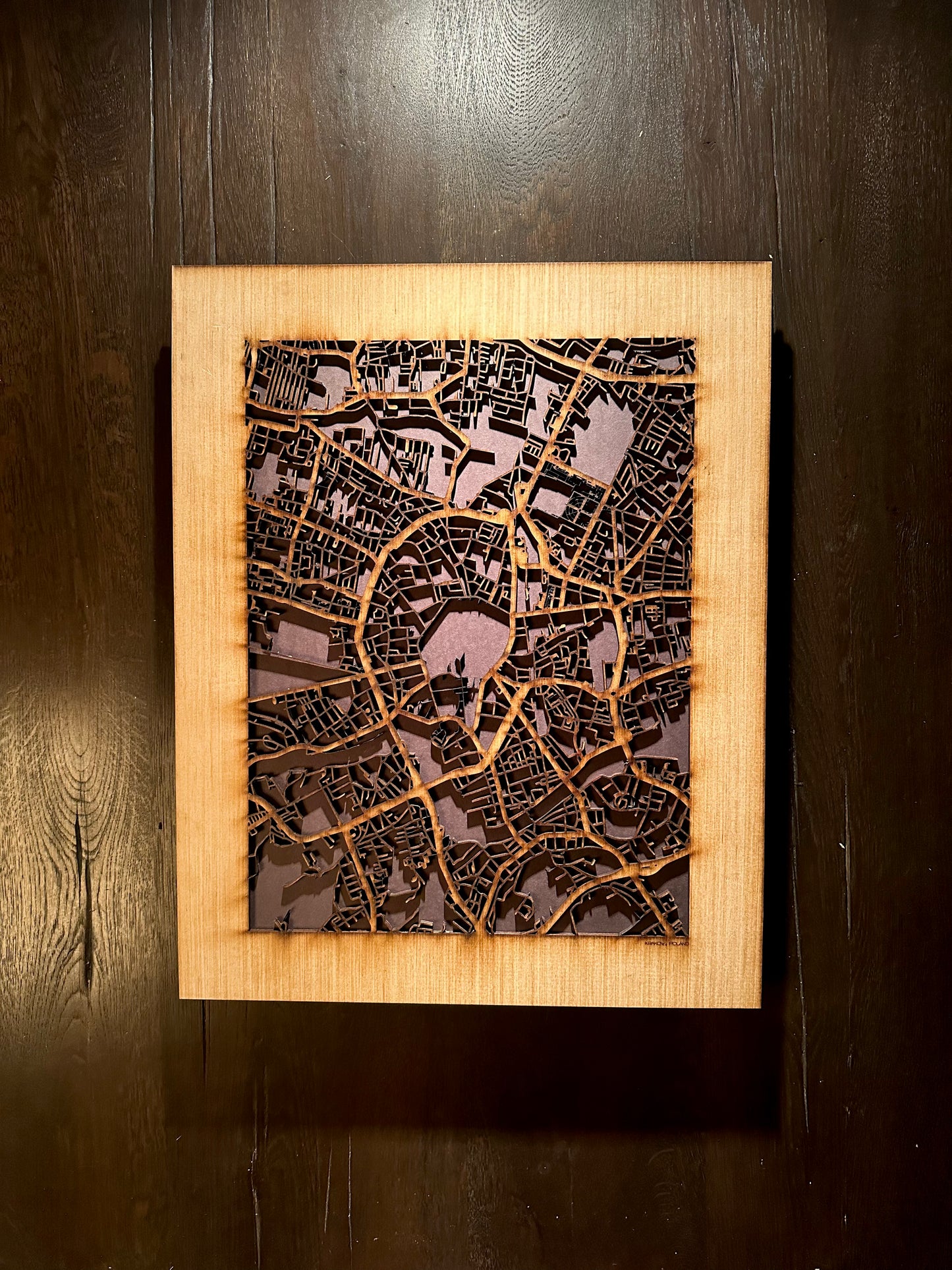 Krakow, Poland City Street Map | Modern Wood Wall Art in a Minimalist design. 2 sizes