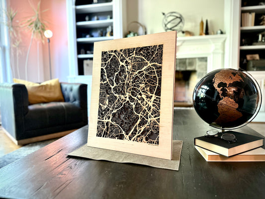 Kuala Lumpur, Malaysia City Street Map | Modern Wood Wall Art in a Minimalist design. 2 sizes